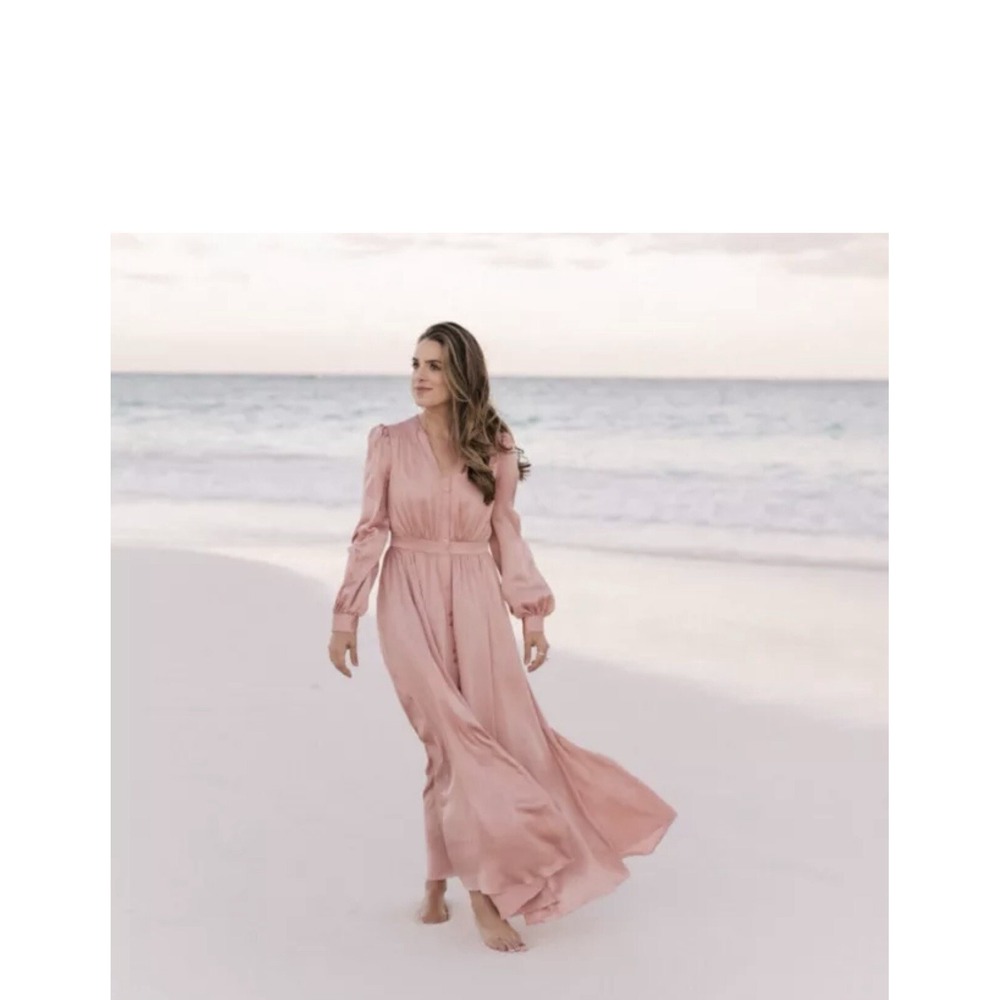 Gal‎ Meets Glam Juliana Women's Long Sleeve Mauve Pink Maxi Dress Size 6